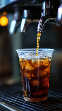 Girl Math concept with free refill soda pouring into iced coffee cup