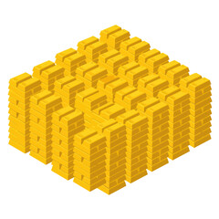 Isometric Stack of Gold Bars - Wealth and Prosperity Illustration. © Vullyuil