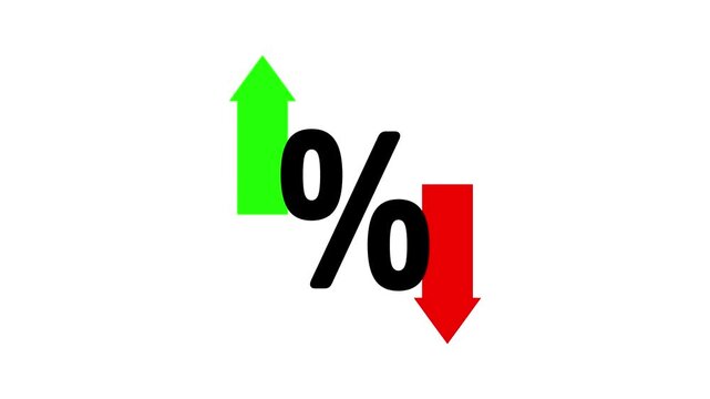 Percentage growth and decline icon with up and down arrows. financial, business, and statistical analysis. Up and down percentage arrows icon. Perfect for reports and dashboards