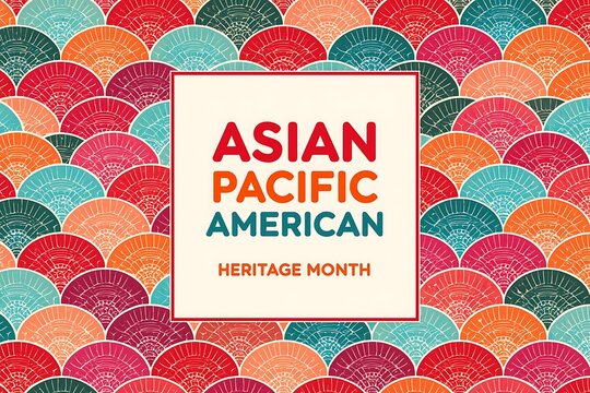 Colorful Asian Pacific American Heritage Month Title Over Wave Pattern.