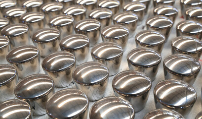 Many metal accessories are arranged together
