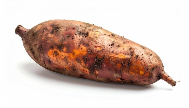 Close-up of a Sweet Potato on a White Background.