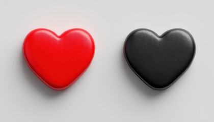 Fototapeta premium Red And Black Heart Rating Button Symbol With Ui/Ux Interface Element For Liking And Disliking Content. Solid Art Pictogram Design.