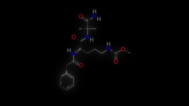 High-quality abstract  of a glowing neon chemical molecule structure on a dark background. Perfect for science, chemistry, medical, pharmaceutical, and technology-related projects.
