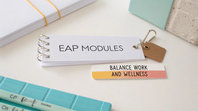 EAP Modules for Personal Development and Workplace Wellness Promotions on a Clean Desk Setting