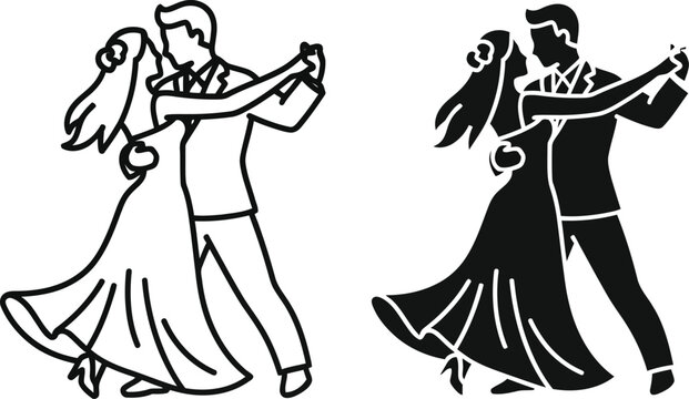 Couples dancing in different styles and colors together happily