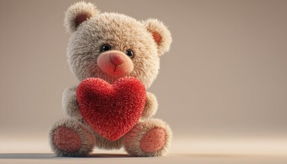 Fototapeta premium Adorable Teddy Bear Spreads Love By Delivering Hearts Just In Time For Valentine'S Day In A Heartwarming Gesture. Perfect Gift Idea.