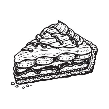 line art vector of banoffee pie slice