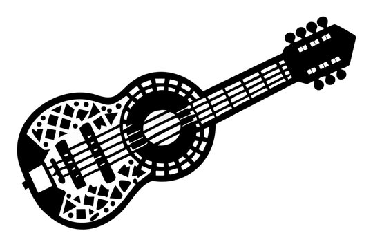 charango instrument silhouette illustration for traditional folk music performance and acoustic design