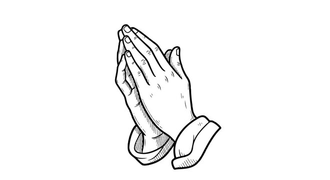 Praying hands, clasped hands, praying gesture, hand gesture, vector icon