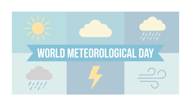 World Meteorological Day weather forecast icons. Vector Illustrations. EPS Editable