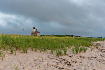 New Shoreham, RI, Block Island North Light, a historic lighthouse built in 1867 on the northern tip of Block Island, Rhode Island. 