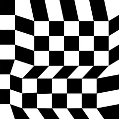 Obraz premium Abstract Black and White Geometric Checker Optical Pattern Back