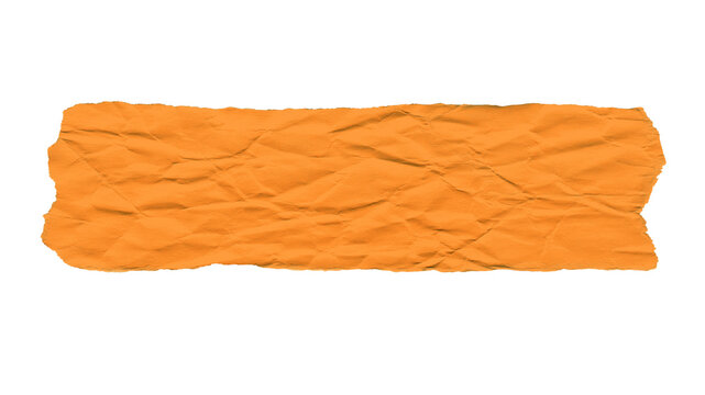 Strip of orange ripped paper with torn edges texture isolated. Old antique sheet crumpled paper with space for text.	
