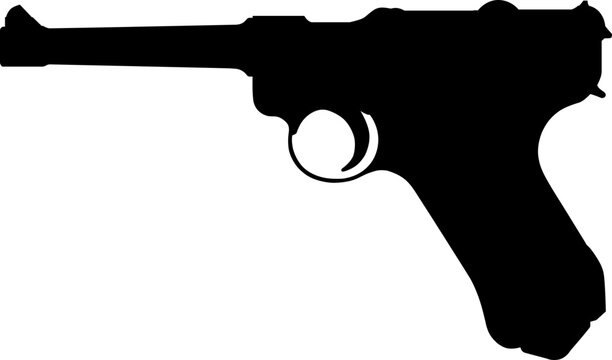 Luger P08 Pistol Silhouette Vector Illustration