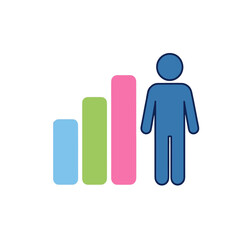 Fototapeta premium Colorful Bar Graph Vector Icon with Human Figure