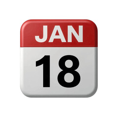 Fototapeta premium January 18 Calendar Date 3D Icon