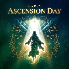 An artistic illustration commemorating the religious celebration of the christian ascension day