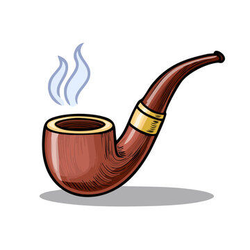 Classic wooden pipe with gentle smoke rising from the bowl a vintage smoking accessory