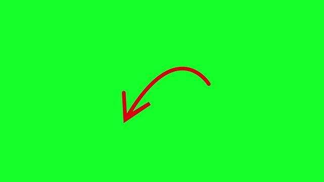Rainbow arrow animation on green screen background in 4K UHD, vibrant motion graphic for tutorials, presentations, UI elements and overlays