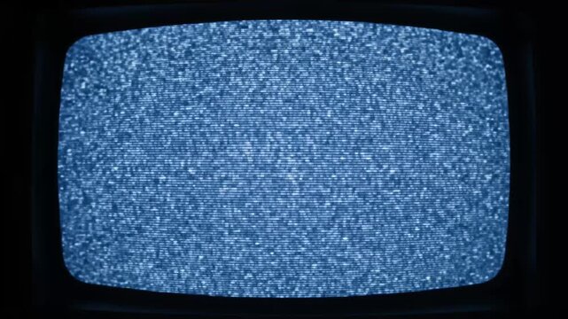 Television Static in Blue Hue Captured Across Five Sequential Frames of Vintage Crt Noise with Dark Frame Surrounding Border