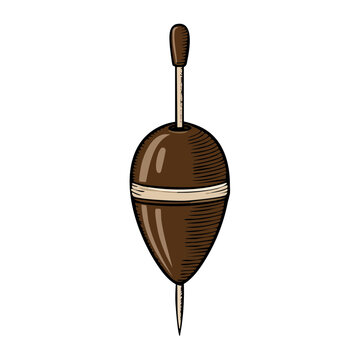 Vintage Hand Drawn Fishing Bobber Illustration Isolated on White