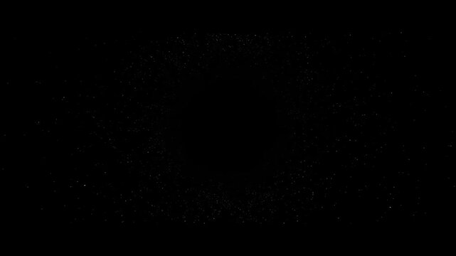 Dark Void Spiral Star Ring Surrounding Central Black Disk in a Slow Rotating Infinite Space Animation