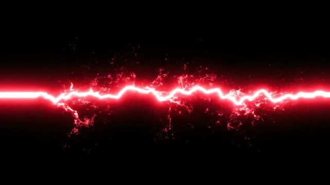 Energy Red Lightning Across Black Background with Dynamic Electric Arcs and Sparks in High Energy Motion Scene
