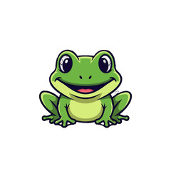 Fototapeta premium A cartoon green frog with a smile.