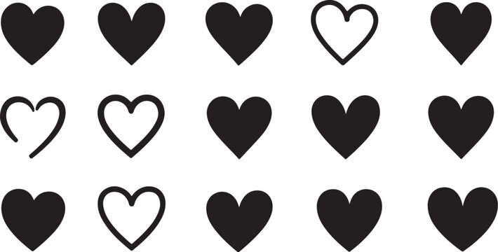 Black and White Heart Symbols Pattern Background