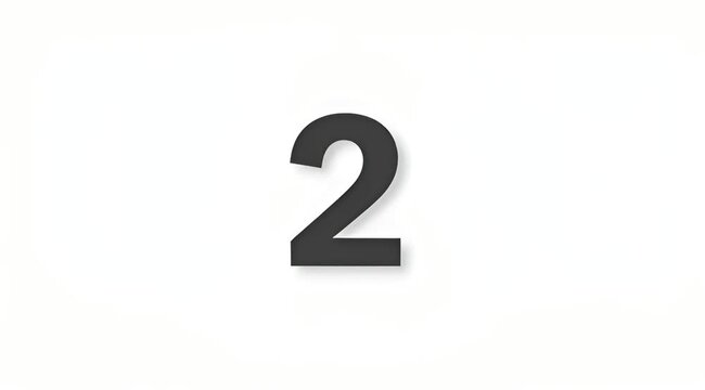 A single dark gray number 2 floats against a clean white background, casting a subtle shadow.