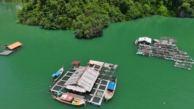 Many houses in a village in the sea.