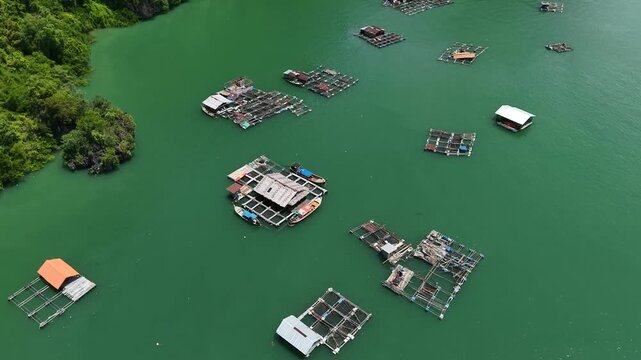 Many houses in a village in the sea.