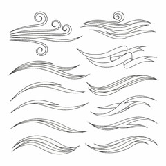 Fototapeta premium Collection of Hand Drawn Swirls and Wavy Lines Decorative Elements.
