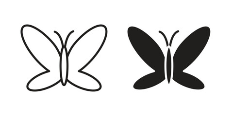 Fototapeta premium Butterfly icon symbol. Icon in flat style and line. Black and white