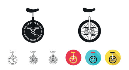 Two unicycle illustrations with varying styles and color schemes © Design lens
