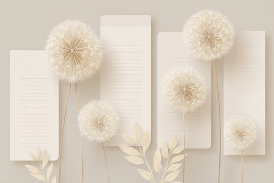 Minimal education layout template with soft dandelion silhouette