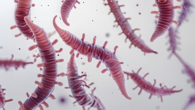 Microscopic Entamoeba histolytica in trophozoite form with pseudopods, floating on white