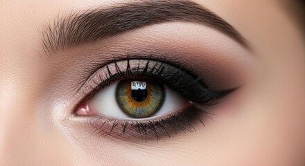 Fototapeta premium Close-up of a glamorous eye, with defined eyeliner and eyeshadow