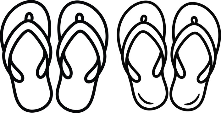 Vector illustration of two pairs of flip-flops with thong sandals with footwear fashion with summer footwear with casual shoes with walking shoes