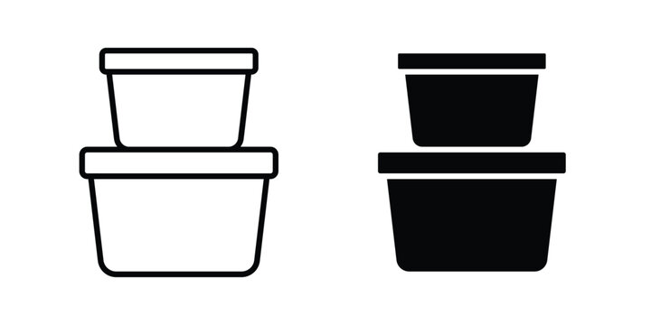 Food Container icon symbol. Icon in flat style and line. Black and white