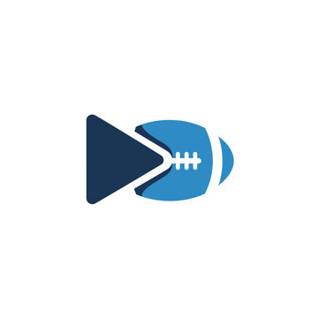 American football video play button icon.