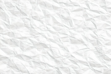Fototapeta premium A close up full frame image showcases heavily crumpled white paper exhibiting a chaotic texture with sharp creases and folds creating an abstract background