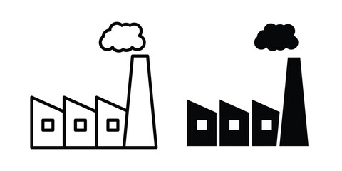 Naklejka premium Industry icon symbol. Icon in flat style and line. Black and white