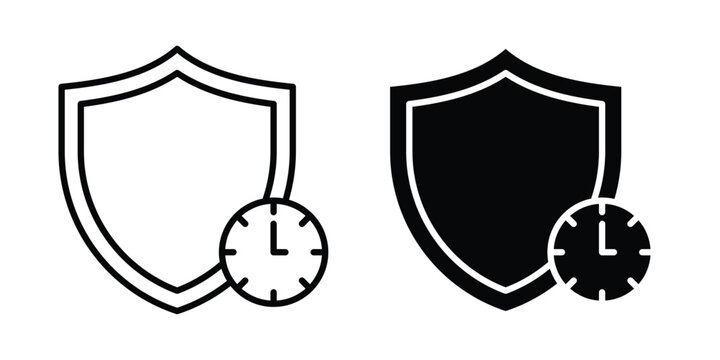 Long term protection icon symbol. Icon in flat style and line. Black and white