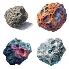 Watercolor planets - meteorite watercolor isolation on transparent illustration format , in PNG flie.. © Siriphan