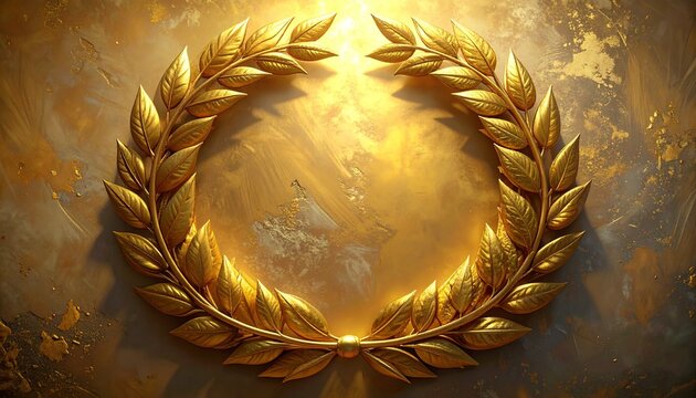 黄金に輝く月桂冠のクラシック装飾