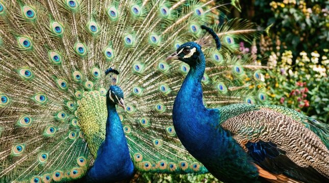 Majestic Peacock Displaying Stunning Plumage-(Burung Merak Jantan Memamerkan Bulu Indah)