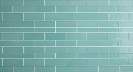 Fototapeta premium Glossy Turquoise Subway Tile Wall for Kitchen or Bathroom Backsplash