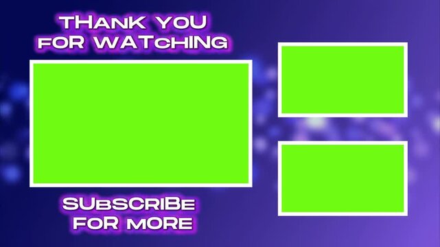 YouTube End Screen Outro Template with Green Screen Chroma Key Area and Blue Bokeh Background Glow